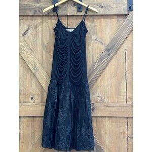 Vintage Radley Women's Ruched Front Spaghetti Strap Dress Sz 10 Black Glitter